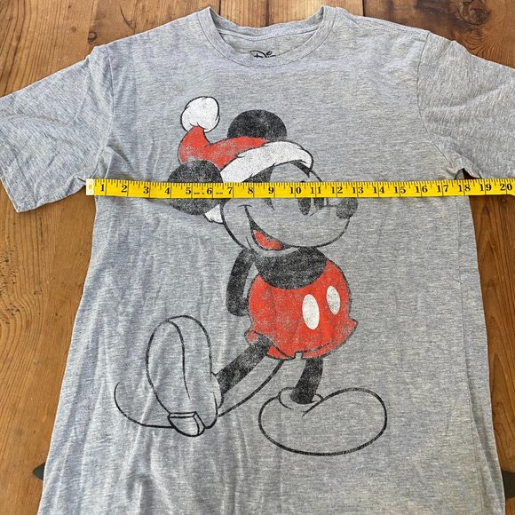 Disney Mickey Mouse Santa Christmas Front & Back Gray T Shirt Size Small - Picture 6 of 7